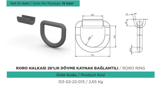 RORO HALKASI DOVME CIVATA BAGLANTILI 26'LIK